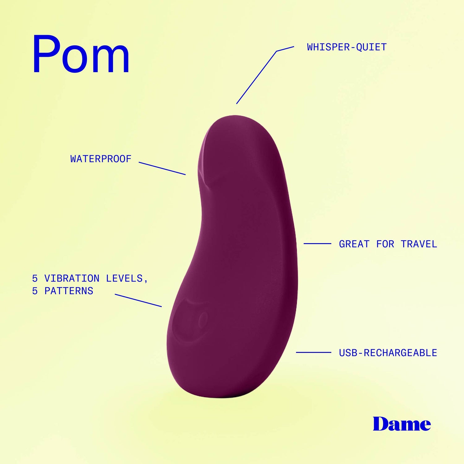 Pom Vibrator - Plum | Flexible Palm Clitoral Massager